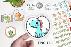 Sticker Heart Dinosaur Product Image 1