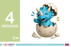 Playful 3D dinosaur graphics for personalised baby and toddler clothing