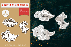 Dinosaur Christmas Ornament SVG Personalized Laser cut