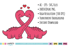 Valentine Party Clipart Cute Dinosaur Love Graphics