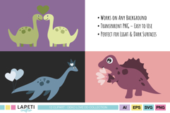 Dino themed Valentine clipart set in pastel colors