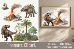 Watercolor Dinosaur Sublimation Clipart | 5 designs Product Image 1