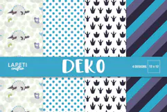 Dinosaur digital paper collection with four coordinated prehistoric designs
