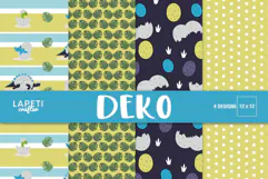 Dinosaur digital paper collection with four coordinated prehistoric designs
