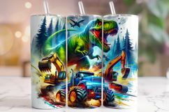 Dinosaur Tumbler Wrap Sublimation, Kids Tumbler, Excavator Product Image 1