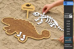 Dinosaur Fossil Excavation Laser Cut | Dinosaur Skeleton SVG Product Image 1