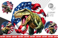 Dinosaur 4th of July Clipart Product Image 1