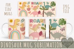 Dinosaur Mug Wrap Sublimation Template for Kids, Dino Girls Product Image 1