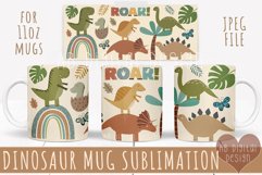 Dinosaur Mug Wrap Sublimation Design for Kids Product Image 1