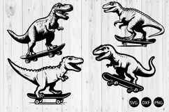 Dinosaur On Skateboard SVG, Dino on Skateboard SVG Product Image 1
