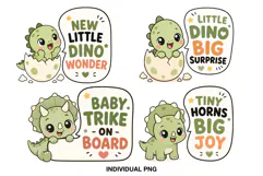 Adorable dinosaur pregnancy announcement graphics with playful typography