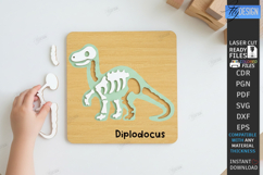 Dinosaur Skeleton Puzzle Laser Cut | Montessori Toy SVG |CNC Product Image 1