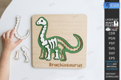 Dinosaur Skeleton Puzzle Laser Cut | Montessori Toy SVG |CNC Product Image 1