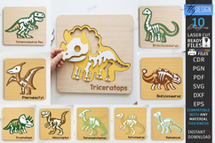 Dinosaur Skeleton Puzzles Laser Cut Bundle | Montessori Toys Product Image 1