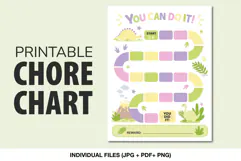 Printable dinosaur reward and chore chart for kids with colorful progress path and reward section