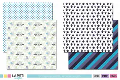Dinosaur scrapbook paper in blue purple green and soft neutral colors