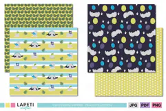 Dinosaur scrapbook paper with playful colorful patterns for kids