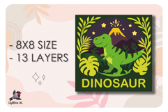 3D T-rex Dinosaur Animal Shadow box SVG Papercut template Product Image 2