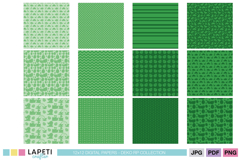 Prehistoric dinosaur scrapbook backgrounds in coordinated green patterns