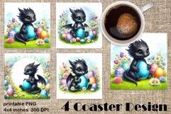 Easter SMALL DINOSAUR Square Coaster Sublimation Design Product Image 1