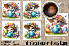 Easter SMALL DINOSAUR Square Coaster Sublimation Design Product Image 1