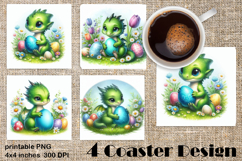 Easter SMALL DINOSAUR Square Coaster Sublimation Design Product Image 1