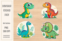 Dinosaur Stickers | Dinosaur Watercolor PNG | Print&amp;Cut Product Image 1