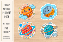 Solar Sistem Planets Stickers | Print&amp;Cut Watercolor PNG Product Image 1