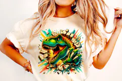 3D Dinosaur Png Sublimation, Kids Png, Dinosaur Hole, T-rex Product Image 2
