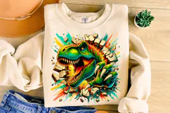 3D Dinosaur Png Sublimation, Kids Png, Dinosaur Hole, T-rex Product Image 1