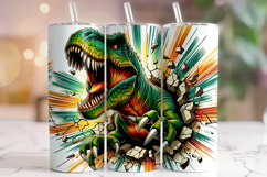3D Dinosaur Tumbler Wrap Sublimation, Kids Tumbler, T-rex Product Image 1