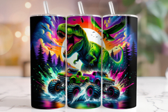 Dinosaur Tumbler Wrap Sublimation, Kids Tumbler, Truck PNG Product Image 1
