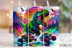 Dinosaur Tumbler Wrap Sublimation, Kids Tumbler, Truck PNG Product Image 1