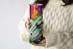Flower dinosaur sublimation design tumbler wrap 20 Oz, dinosaur tumbler sublimation, dinosaur flower sublimation PNG, animals tumbler design.