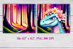 Flower dinosaur sublimation design tumbler wrap 20 Oz, dinosaur tumbler wrap, dinosaur flower sublimation PNG, animals tumbler design.