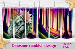 Flower dinosaur sublimation design tumbler wrap 20 Oz, dinosaur tumbler sublimation, dinosaur flower sublimation PNG, animals tumbler design.