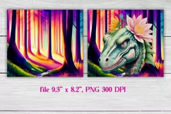Flower dinosaur sublimation design tumbler wrap 20 Oz, dinosaur tumbler sublimation, dinosaur flower sublimation PNG, animals tumbler design.