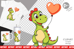 Dino with Balloon Clipart Product Image 1