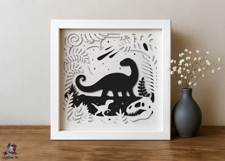 3D Dinosaur Animal Lightbox Shadow box SVG Papercut template Product Image 2