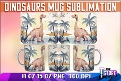 Dinosaurs Mug Sublimation| 11 oz 15 oz Mug|Dinosaurs PNG v.1 Product Image 5