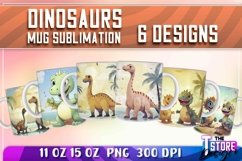 Dinosaurs Mug Sublimation| 11 oz 15 oz Mug|Dinosaurs PNG v.1 Product Image 1