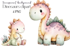Dinosaurs watercolor clipart Product Image 1