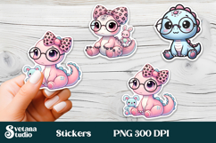 Cute dinosaur stickers PNG | Cute animal sticker printable Product Image 1