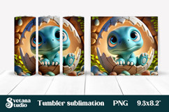 Cute dinosaur in wall tumbler wrap | Cute animal tumbler PNG Product Image 1