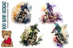 Watercolor Dirt bike Riders Sublimation design Product Image 1
