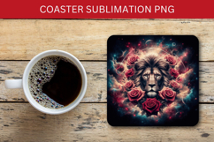 square coaster - floral lion head Product Image 1