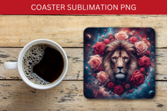 square coaster - floral lion head Product Image 1