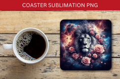 square coaster - floral lion head Product Image 1