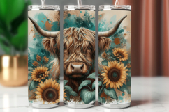 Tumbler Wrap 20 oz - highland cow sunflowers Product Image 1