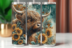 Tumbler Wrap 20 oz - highland cow sunflowers Product Image 1
